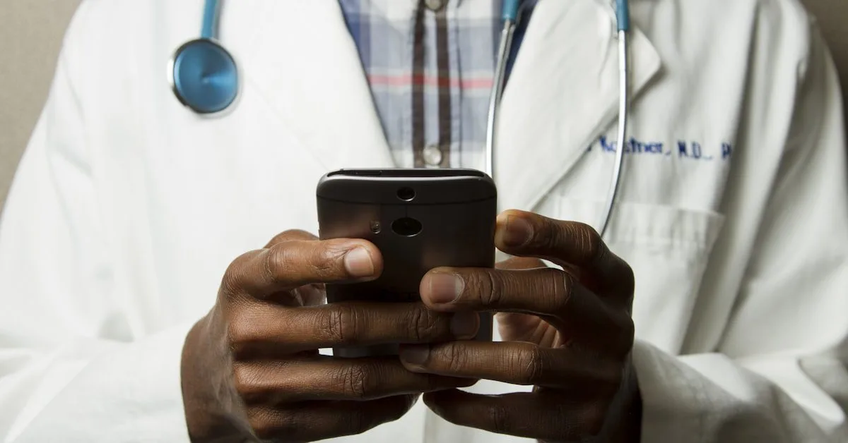 Doctor on video call representing online telepsychiatry appointment booking
